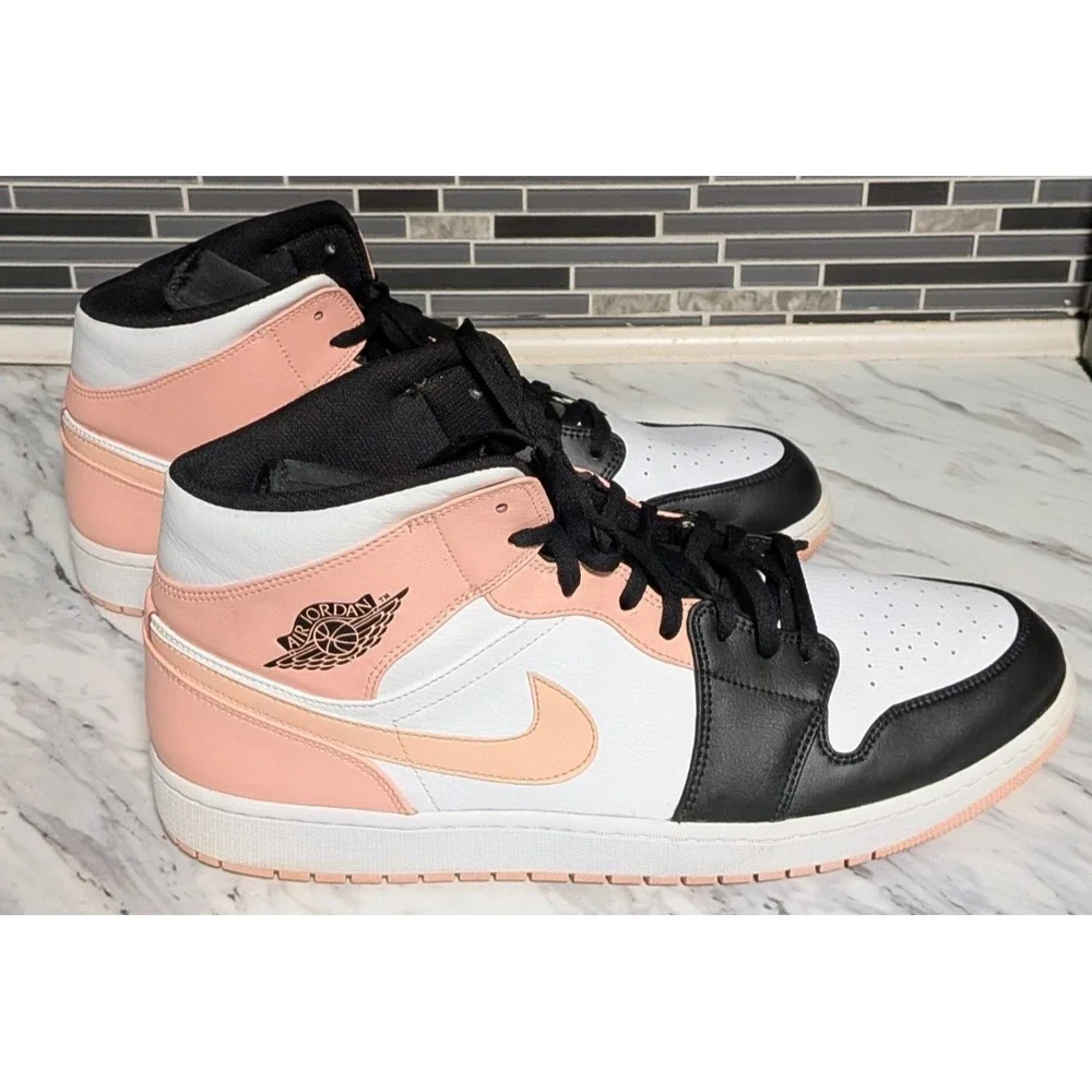 Nike Air Jordan 1 Mid Crimson Tint Arctic Orange Black 554724-133 Men's‎ Size 18